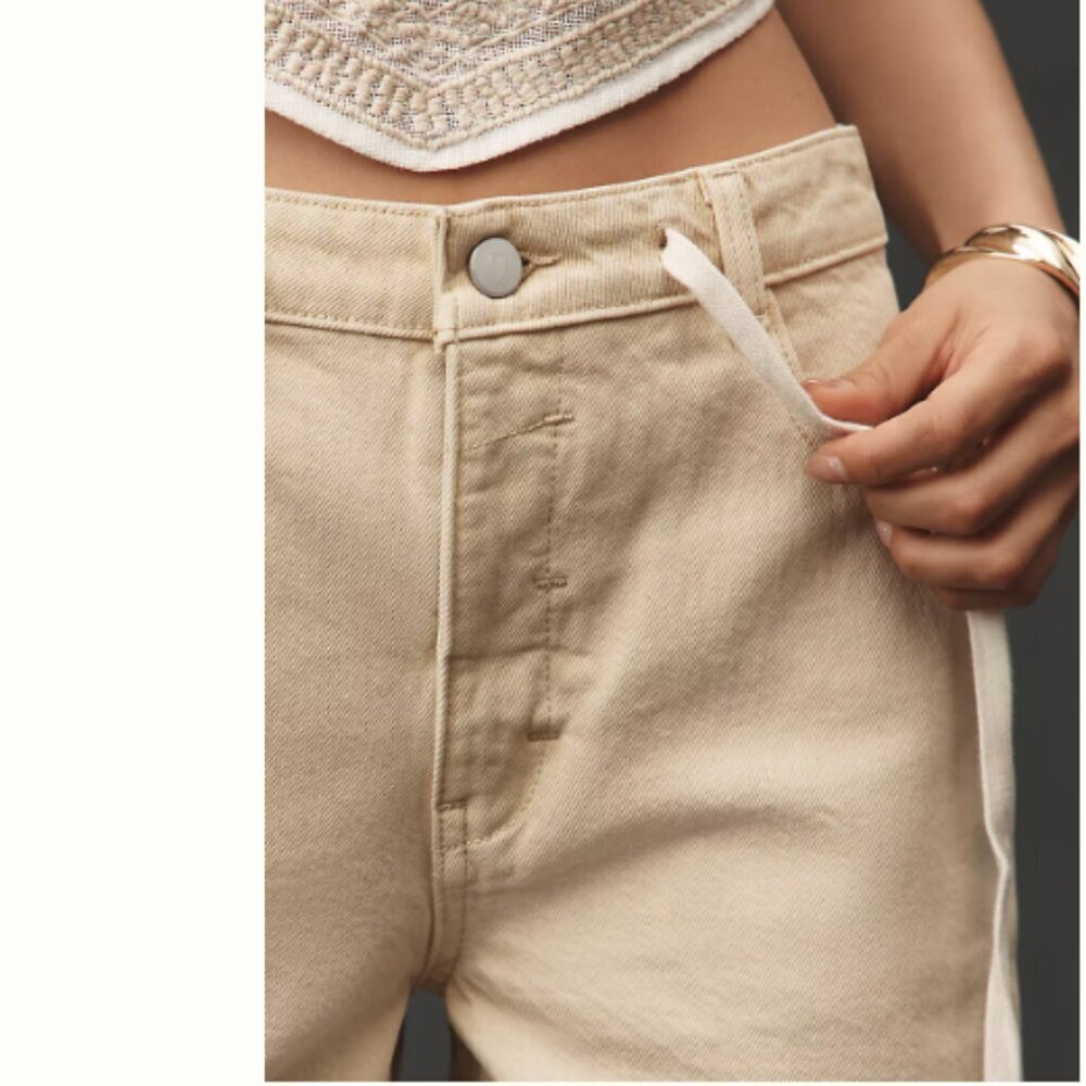 Anthropologie Pilcro 90's Khaki Wide Leg Classic Bermuda Denim Shorts Size 25 - Picture 2 of 3